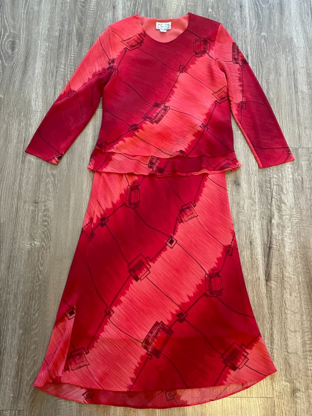Artesia Women's Two Piece Set Size XL Red Blouse Top Maxi Skirt Bottom Boho LNWT